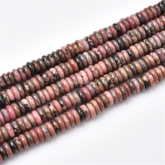 Rhodonite Plain Rondelles, Approx 2.5x6mm, Approx 38cm/strand