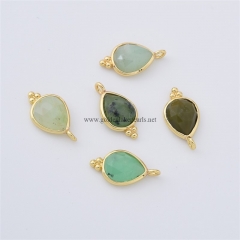 Chrysoprase Faceted Drop Shaped Charm Pendants, with Gold Plated Base Metal Findings, Approx 10x17mm, Sell by Piece