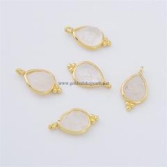 Clear Quartz Faceted Drop Shaped Charm Pendants, with Gold Plated Base Metal Findings, Approx 10x17mm, Sell by Piece