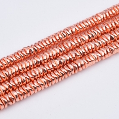 Bright Rose Gold Plated Hematite Water Wave Disc, Approx 4x1-6x1mm, Approx 38cm/strand