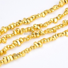 Bright Gold Plated Hematite Nuggets, Approx 4x6mm, Approx 38cm/strand