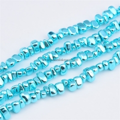 Bright Blue Plated Hematite Nuggets, Approx 4x6mm, Approx 38cm/strand