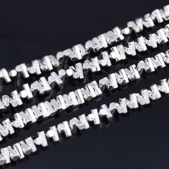 Bright Silver Plated Hematite 6-Sides Center-drilled Cylinder, Approx 3x6mm, Approx 38cm/strand