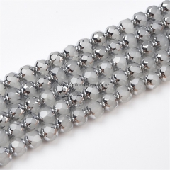 Both Ends Silver Color Plated Opaque Off-white Glass Faceted Rounds, Approx 8mm, Appprox 38cm/strand Both Ends Silver Color Plated Opaque Off-white Glass Faceted Rounds, Approx 8mm, Appprox 38cm/strand