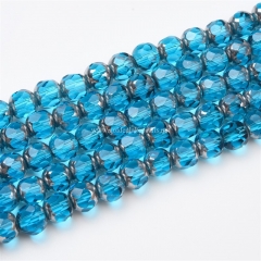 Both Ends Silver Color Plated Lake Blue Glass Faceted Rounds, Approx 8mm, Appprox 38cm/strand Both Ends Silver Color Plated Lake Blue Glass Faceted Rounds, Approx 8mm, Appprox 38cm/strand