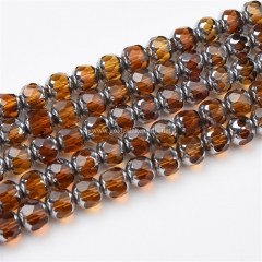 Both Ends Silver Color Plated Dark Brown Glass Faceted Rounds, Approx 8mm, Appprox 38cm/strand Both Ends Silver Color Plated Dark Brown Glass Faceted Rounds, Approx 8mm, Appprox 38cm/strand
