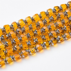 Both Ends Silver Color Plated Yellow Glass Faceted Rounds, Approx 8mm, Appprox 38cm/strand Both Ends Silver Color Plated Yellow Glass Faceted Rounds, Approx 8mm, Appprox 38cm/strand