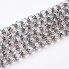 Both Ends Silver Color Plated Pale Pinkish Grey Glass Faceted Rounds, Approx 8mm, Appprox 38cm/strand Both Ends Silver Color Plated Pale Pinkish Grey Glass Faceted Rounds, Approx 8mm, Appprox 38cm/strand
