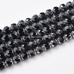 Both Ends Silver Color Plated Opaque Black Glass Faceted Rounds, Approx 8mm, Appprox 38cm/strand Both Ends Silver Color Plated Opaque Black Glass Faceted Rounds, Approx 8mm, Appprox 38cm/strand