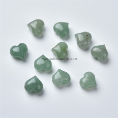 Green Aventurine Center-drilled Big Hole Heart Shaped Beads, Approx 10-14mm, Hole Size 2.5mm, Sell by Piece