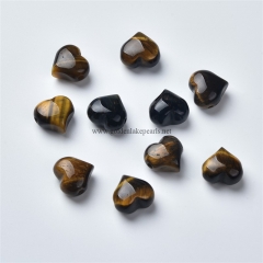 Yellow Tiger Eye Center-drilled Big Hole Heart Shaped Beads, Approx 10-14mm, Hole Size 2.5mm, Sell by Piece