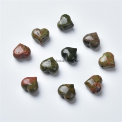 Unakite Center-drilled Big Hole Heart Shaped Beads, Approx 10-14mm, Hole Size 2.5mm, Sell by Piece Unakite Center-drilled Big Hole Heart Shaped Beads, Approx 10-14mm, Hole Size 2.5mm, Sell by Piece