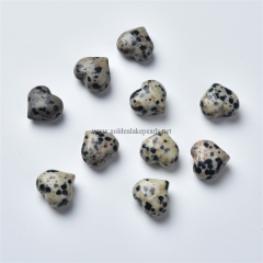 Dalmatian Jasper Center-drilled Big Hole Heart Shaped Beads, Approx 10-14mm, Hole Size 2.5mm, Sell by Piece