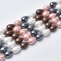 Multicolor Shell Pearl Plain Rounds Drops, Approx 8x12mm, Approx 38cm/strand
