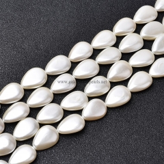 White Shell Pearl Flat Drops, Approx 13x18mm, Approx 38cm/strand