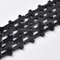 Black Agate Cross, Approx 12x20mm, Approx 38cm/strand