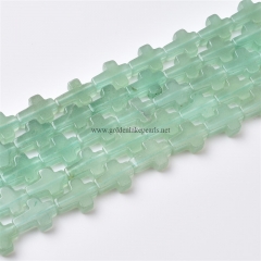Green Aventurine Cross, Approx 10x14mm, Approx 38cm/strand