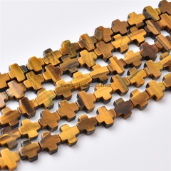 Yellow Tiger Eye Cross, Approx 10x10mm, Approx 38cm/strand