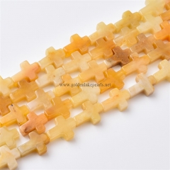 Yellow Jade Cross, Approx 10x14mm, Approx 38cm/strand