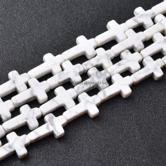 Howlite Cross, Approx 12x20mm, Approx 38cm/strand