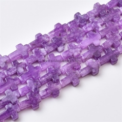 Amethyst Cross, Approx 10x14mm, Approx 38cm/strand