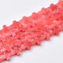 Dyed Red Jade Cross, Approx 10x14mm, Approx 38cm/strand