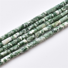 Green Spot Jasper Tubes, Approx 4x8mm, Approx 38cm/strand