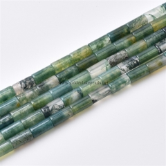 Moss Agate Tubes, Approx 4x8mm, Approx 38cm/strand