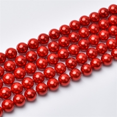 Bright Red Color Shell Pearl Plain Rounds, Approx 2-20mm, Approx 38cm/strand