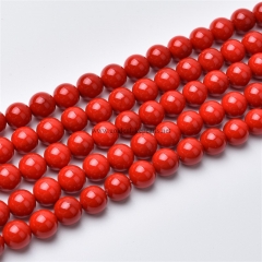 Red Coral Color Shell Pearl Plain Rounds, Approx 2-20mm, Approx 38cm/strand