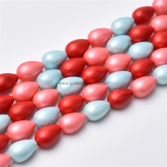 Multicolor Shell Pearl Matte Round Drops, Approx 8x12mm, Approx 38cm/strand