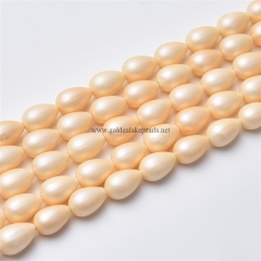 Beige Shell Pearl Matte Round Drops, Approx 6x9-10x14mm, Approx 38cm/strand