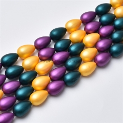 Multicolor Shell Pearl Matte Round Drops, Approx 8x12mm, Approx 38cm/strand