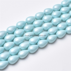 Light Blue Shell Pearl Matte Round Drops, Approx 6x9-10x14mm, Approx 38cm/strand