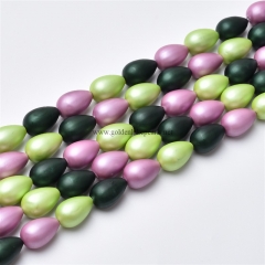 Multicolor Shell Pearl Matte Round Drops, Approx 8x12mm, Approx 38cm/strand