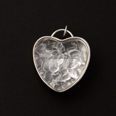 Clear Quartz Chips Silver Plated Heart Pendants, Approx 31x32mm, Sell by Piece