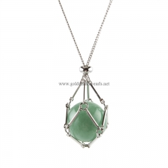 Green Aventurine Plain Rounds Stainless Steel Cable Chain Necklaces with Extension Chain, Approx 8mm, Approx 48+5cm Long