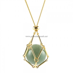 Green Aventurine Plain Rounds Gold Plated Stainless Steel Cable Chain Necklaces with Extension Chain, Approx 8mm, Approx 48+5cm Long