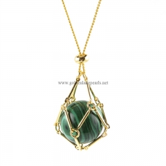 Synthetic Malachite Plain Rounds Gold Plated Stainless Steel Cable Chain Necklaces with Extension Chain, Approx 8mm, Approx 48+5cm Long