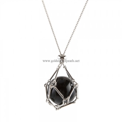 Black Agate Plain Rounds Stainless Steel Cable Chain Necklaces with Extension Chain, Approx 8mm, Approx 48+5cm Long