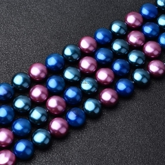 Multicolor Shell Pearl Round Puffy Disc/Coin, Approx 12mm, Approx 38cm/strand