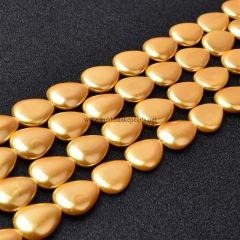 Golden Yellow Shell Pearl Flat Drops, Approx 13x18mm, Approx 38cm/strand
