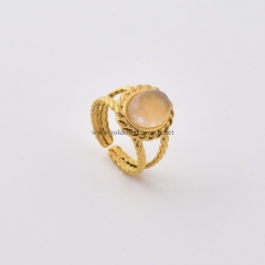 Moonstone Gold Plated Stainless Steel Open Finger Rings, Stone Approx 8x10mm, Sell by Piece