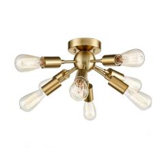 Industrial Style Brass Sputnik Chandelier with 8 Socket Flush Mount Ceiling Light