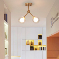 Contemporary Style 4 Light Bubble Semi Flush Mount in Brass