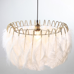 Northern Lighting 1 Light Feather Chandelier in Brass for Bedroom Living Room