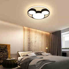 Modern Black Cool Kid Room Dimmable LED Mickey Ceiling Light for Baby Room Kid's Room