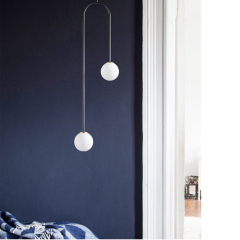Modern Style Simple 2 Light Hand Blown Opal Glass Chandelier in Black/Gold for Living Room