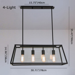 Modern Farmhouse 4-Light Island Chandelier in Black with Retangle Metal Shade