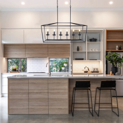 Modern Farmhouse 6 Lights Linear Chandelier in Matte Black, Industrial Chandelier for Kitchen Island Bar